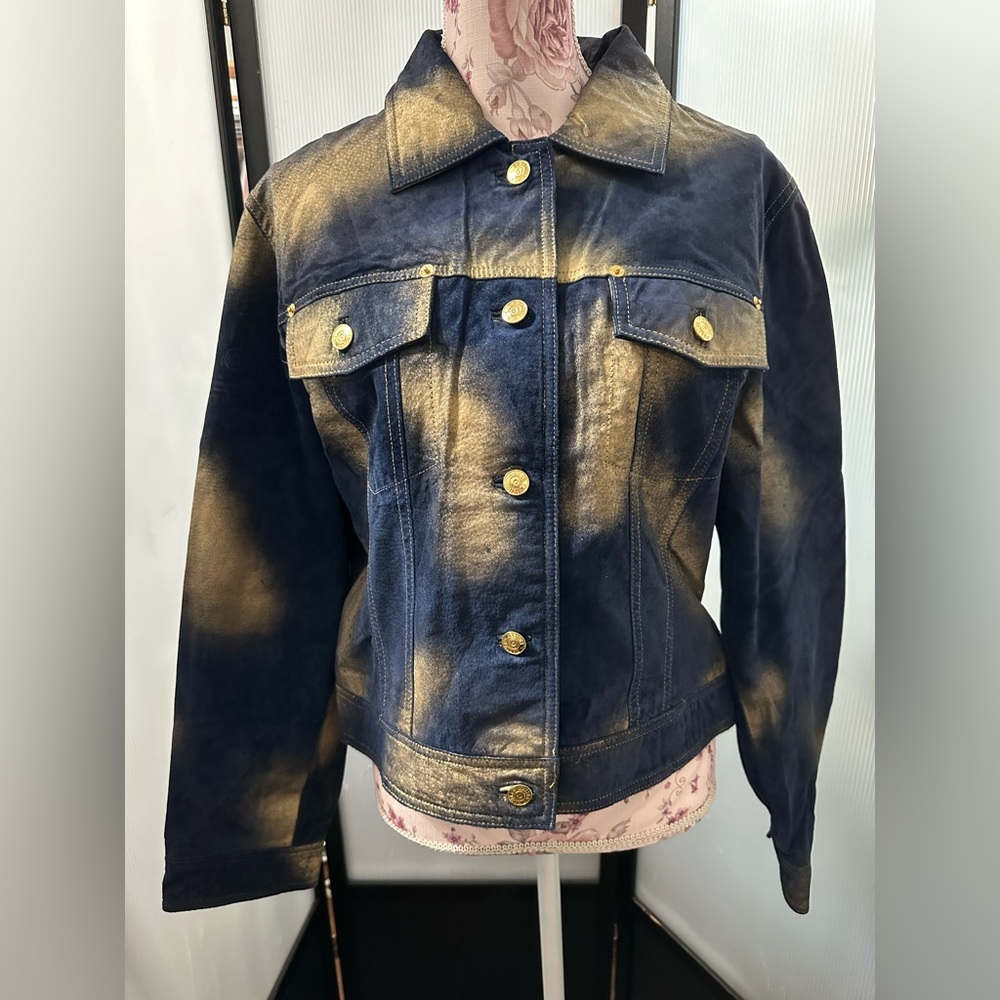 EUC Wilson’s Maxima Blue and Gold Suede Jacket